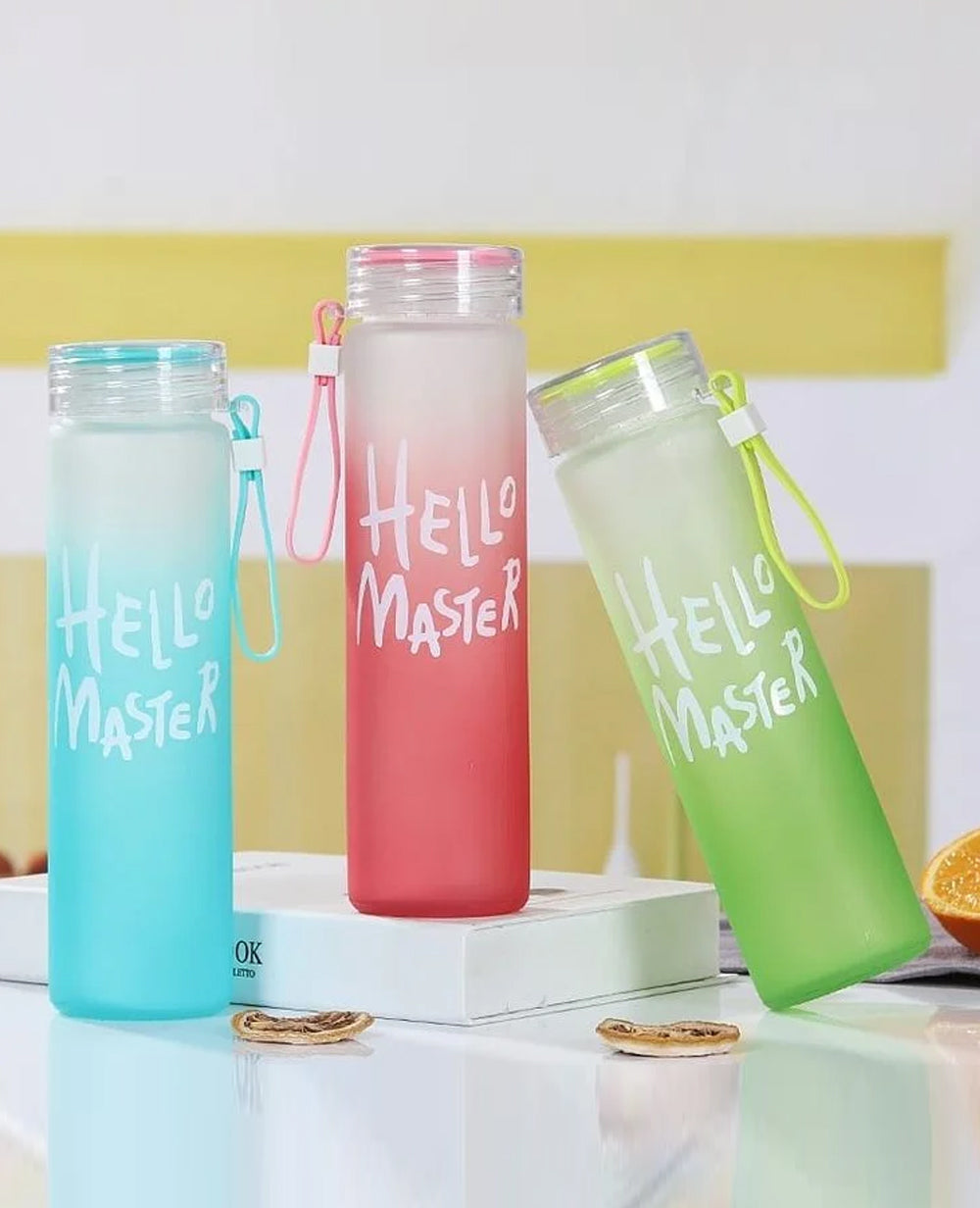 Hello Master Glass Water Bottle 500ml – Leak-Proof BPA-Free Stylish Bottle for Office, School & Travel