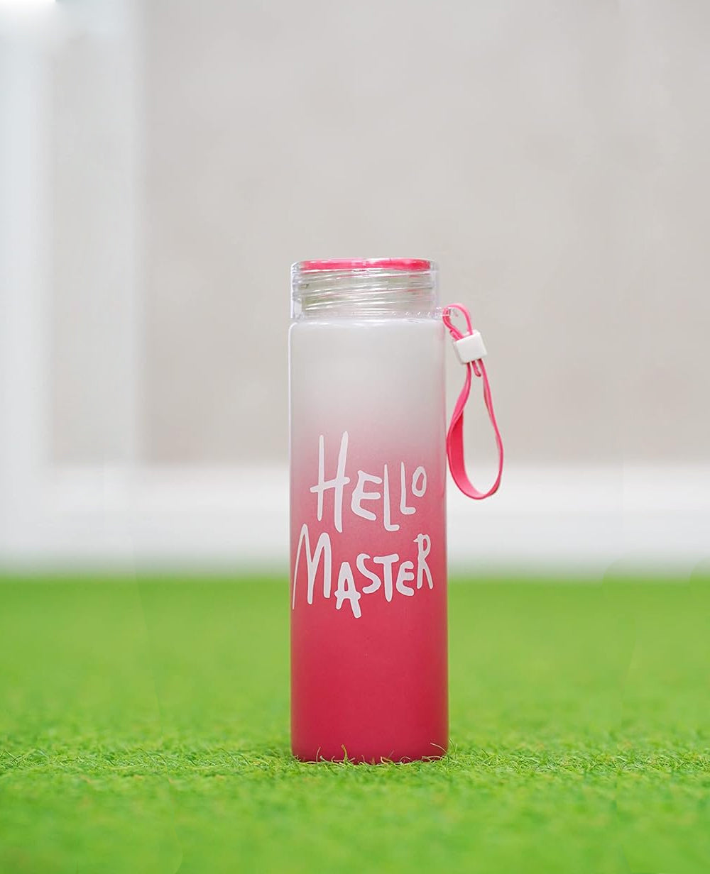 Hello Master Glass Water Bottle 500ml – Leak-Proof BPA-Free Stylish Bottle for Office, School & Travel