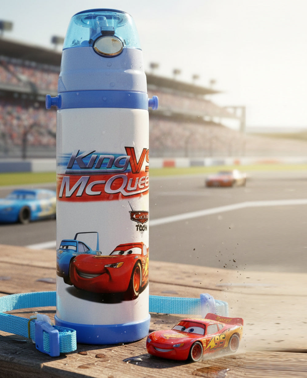 Cartoon Printed McQueen Style Kids Water Bottle 500ml – Vacuum Insulated Stainless Steel Bottle for Boys & Girls, Leak-Proof Sipper Bottle for School & Travel