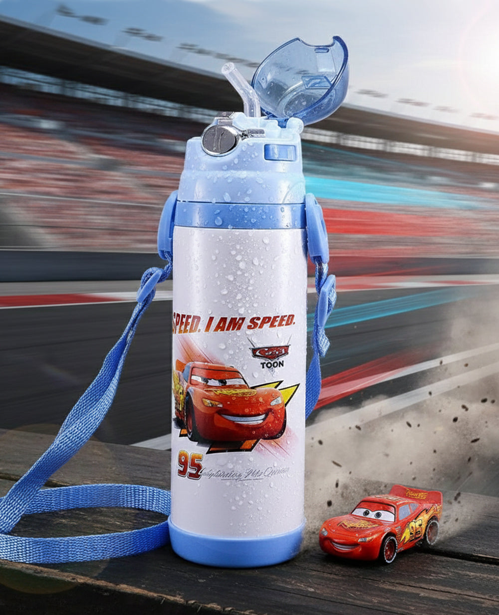 Kids Stainless Steel Cartoon Mcqueen Speed Water Bottle 500ml – Vacuum Insulated Leak-Proof Sipper for School & Travel