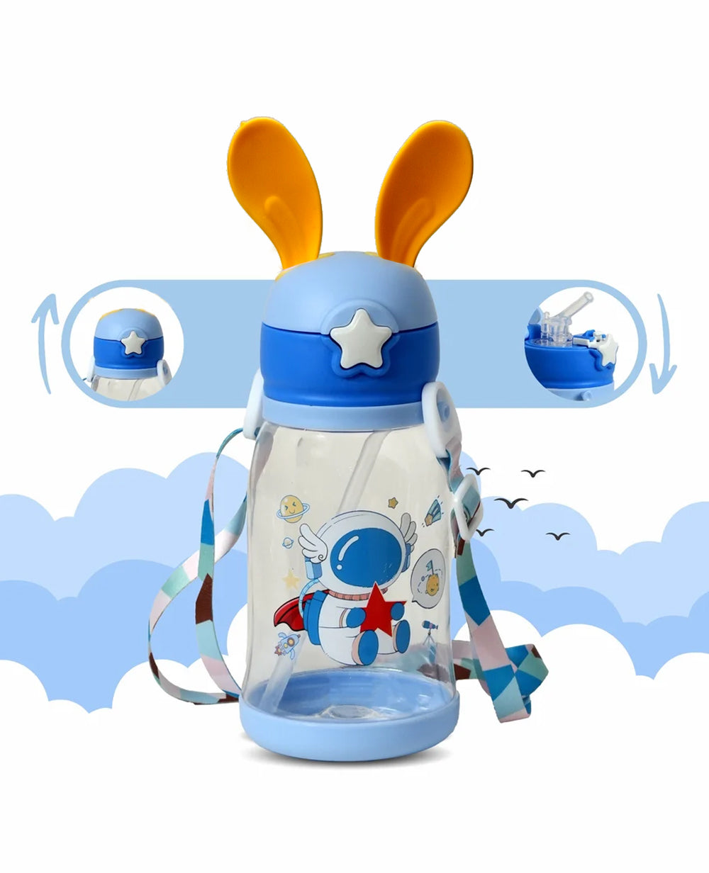Cute Cartoon Rabbit Ear Kids Sipper Water Bottle 500ml – BPA-Free, Spill-Proof, School & Travel Bottle