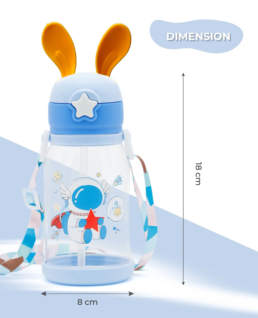 Cute Cartoon Rabbit Ear Kids Sipper Water Bottle 500ml – BPA-Free, Spill-Proof, School & Travel Bottle