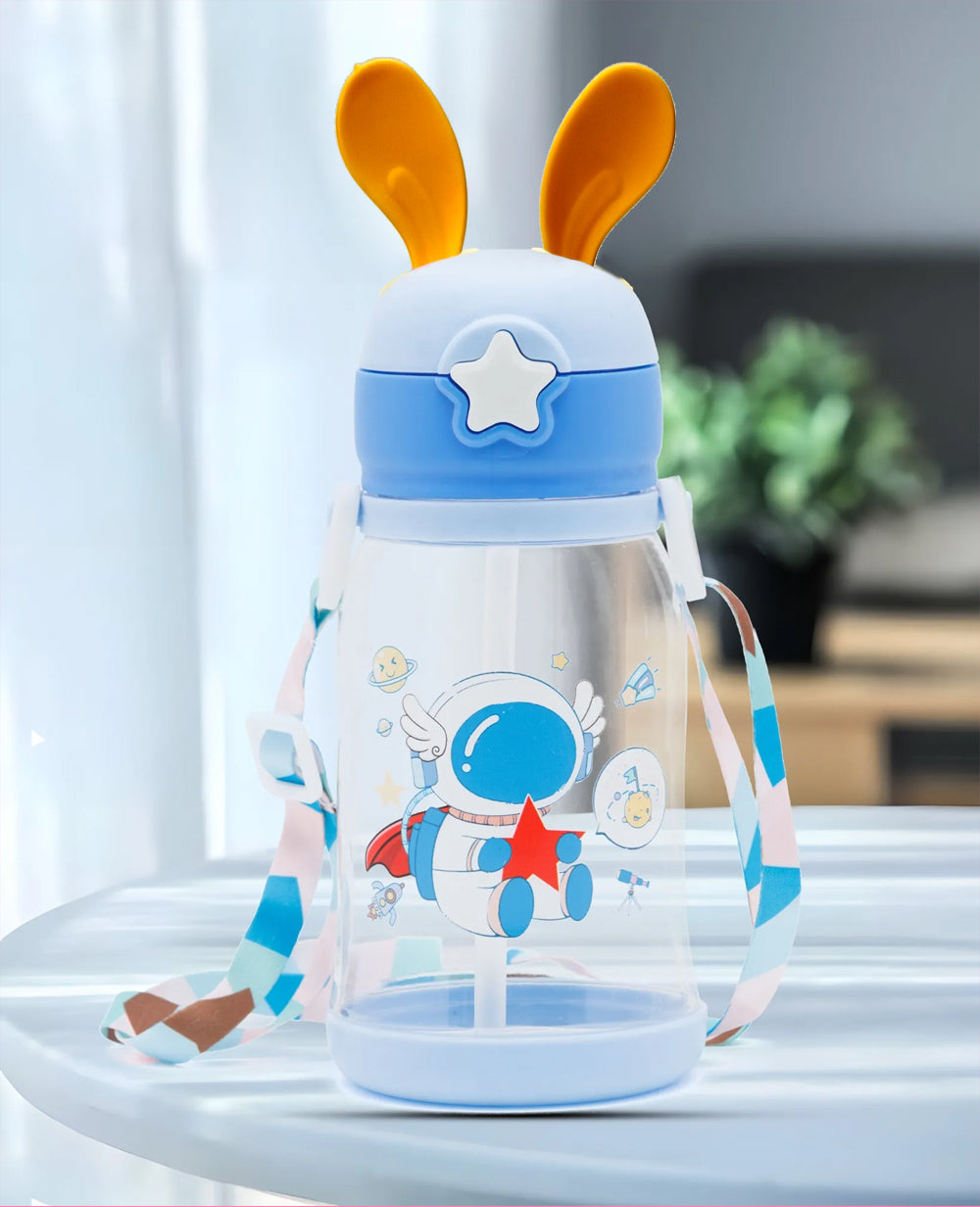 Cute Cartoon Rabbit Ear Kids Sipper Water Bottle 500ml – BPA-Free, Spill-Proof, School & Travel Bottle