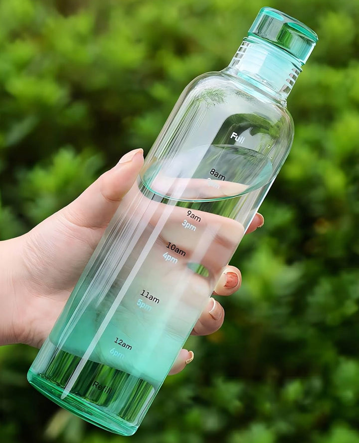 Glass water bottle + borosilicate material

Glass water bottle + 500 ml capacity