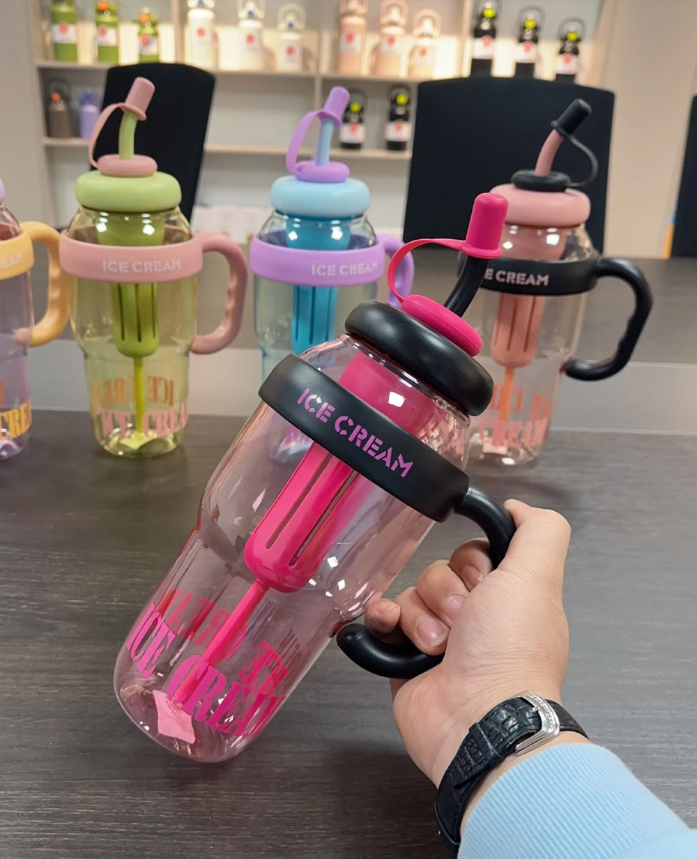 Water bottle + ice cream shaped design

Water bottle + novelty fun bottle