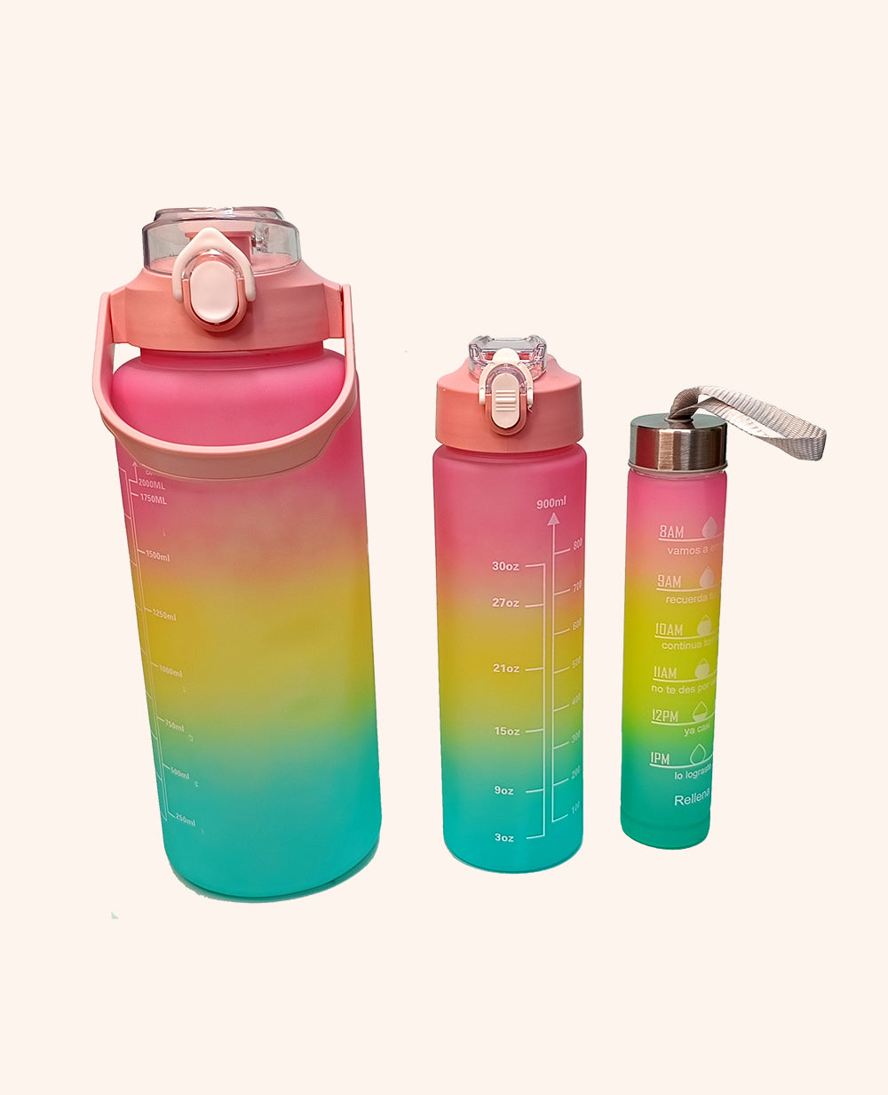 Motivational Water BottleMotivational Water Bottle Combo (3-Piece Set) – Includes 2L, 1L, and 200ML
Fuel your hydration journey with CeePoo’s Motivational Time‑Marker Water Bottle Sets, thouWater BottleMotivational Water Bottle