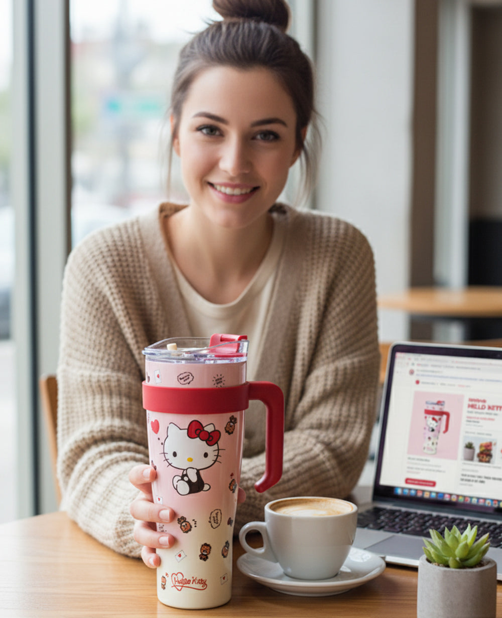 Hello Kitty Stainless Steel Insulated Tumbler 1200ml with Straw & Handle