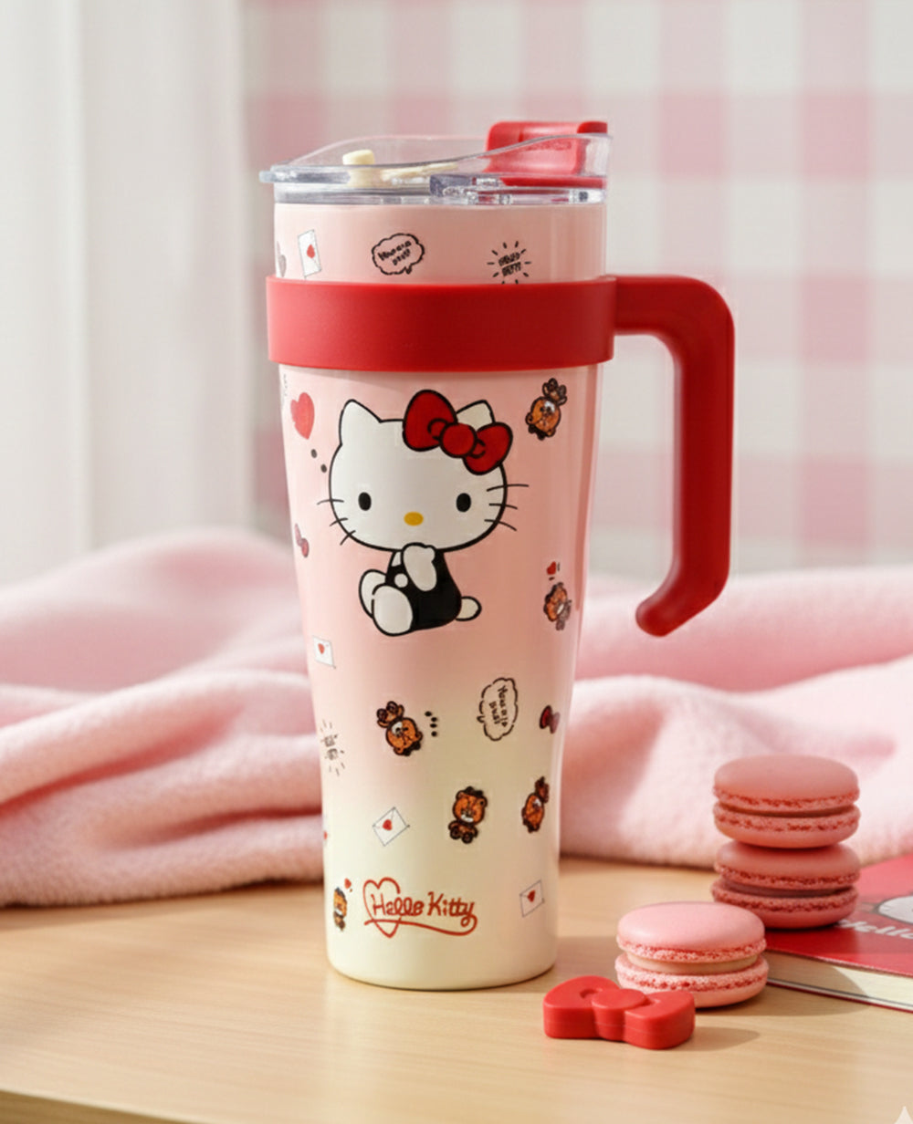 Hello Kitty Stainless Steel Insulated Tumbler 1200ml with Straw & Handle