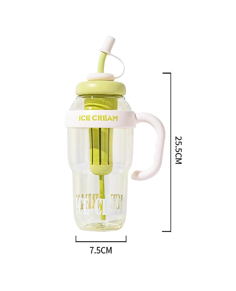 Ice Cream Cup Style Water Bottle | 1300ml Gym Bottle With Straw, Filter & Handle | Trendy Drinking Tumbler for Travel & Workout