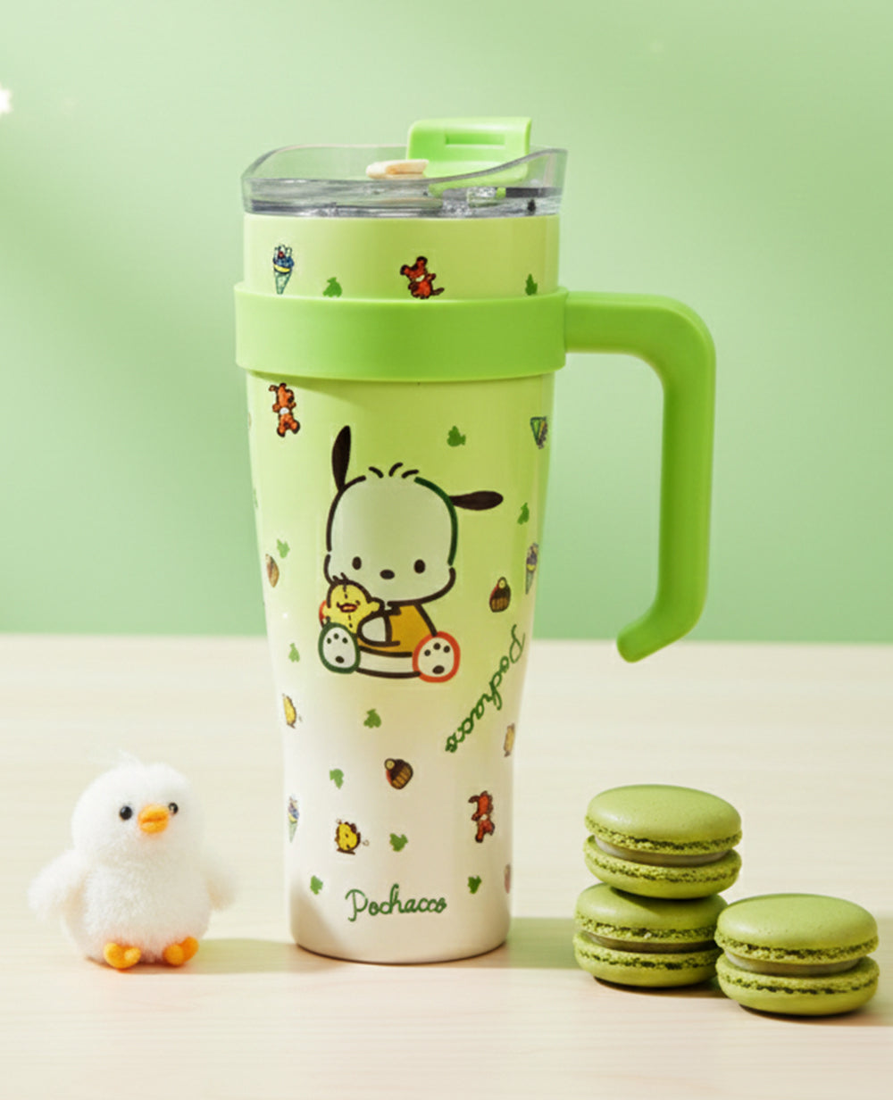 Cute Pochacco Cartoon Tumbler 1200ml | BPA-Free, Leakproof, Hot & Cold Steel Bottle