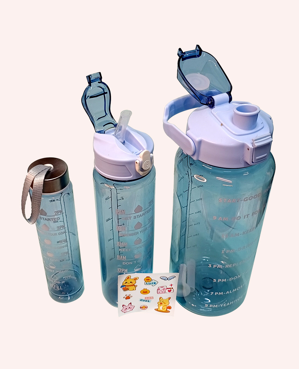 3 in 1 Motivational Transparent Water Bottle