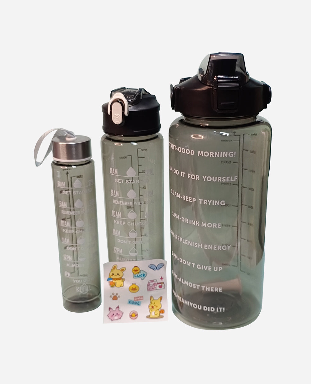 3 in 1 Motivational Transparent Water Bottle