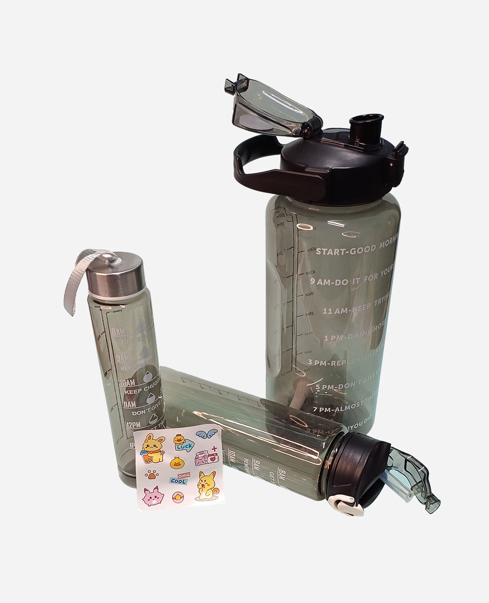 3 in 1 Motivational Transparent Water Bottle