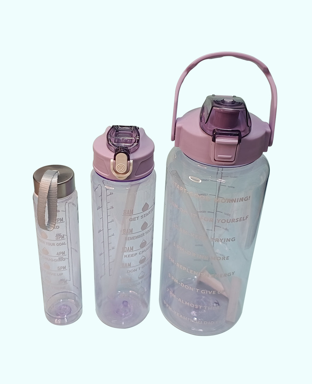 3 in 1 Motivational Transparent Water Bottle