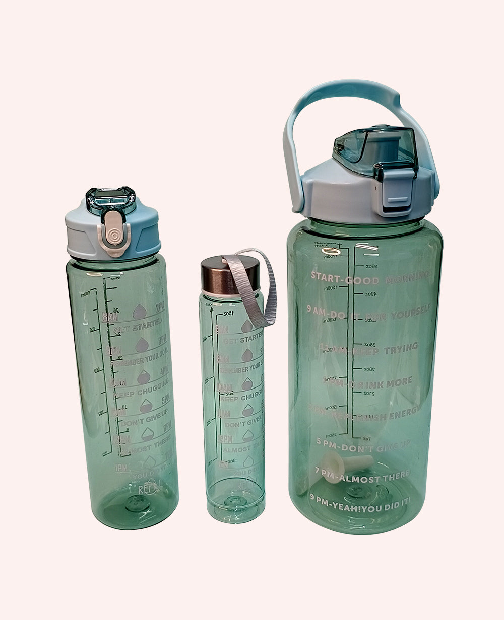 3 in 1 Motivational Transparent Water Bottle