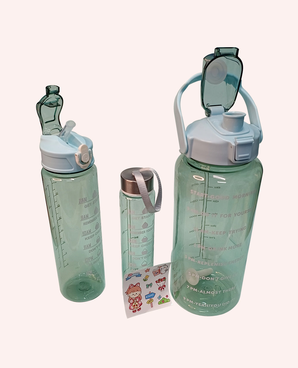 3 in 1 Motivational Transparent Water Bottle