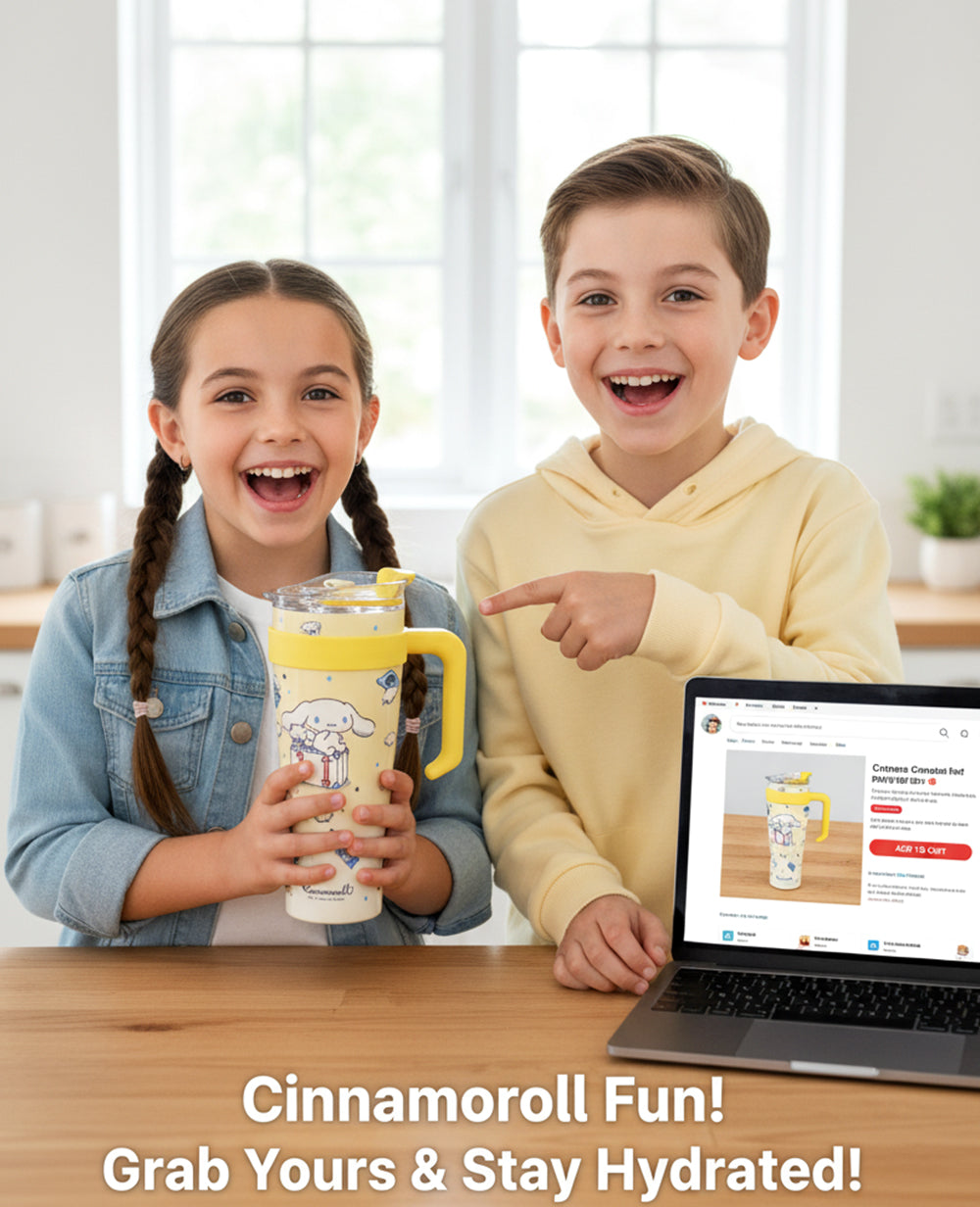 Cute Cartoon Stainless Steel Insulated Tumbler 1200 ML with Lid & Straw